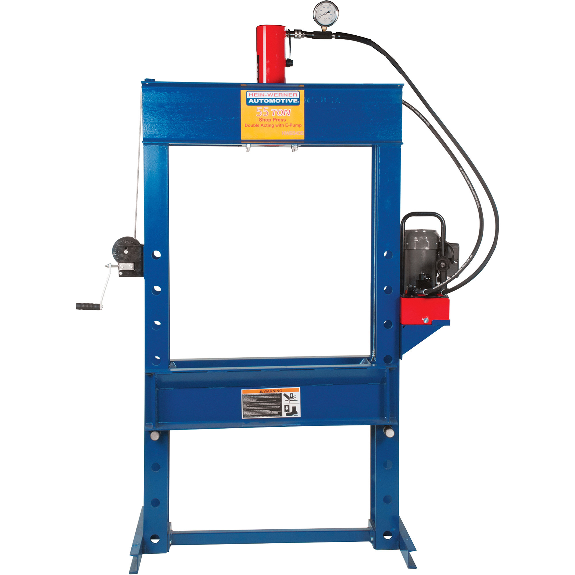 Hein-Werner 55-Ton Shop Press, Double-Acting Electric Pump, 13in. Stroke, Model# HW93405